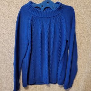 Talbots  100%cotton cable knitt  crew neck sweater Xl blue